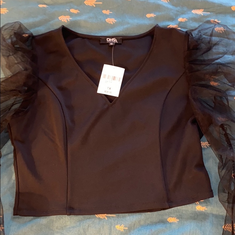 Long sleeve ruffled blouse